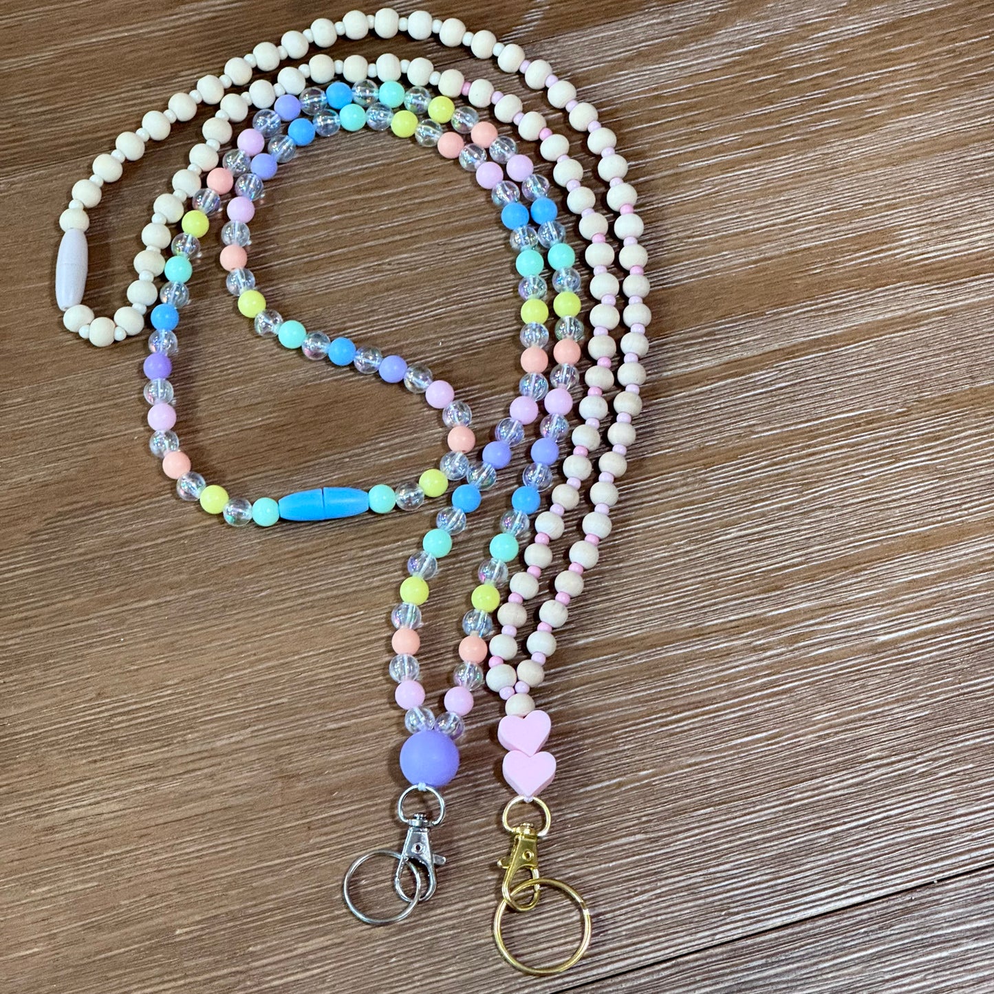 Beaded Lanyard - Rainbow and iridescent beads