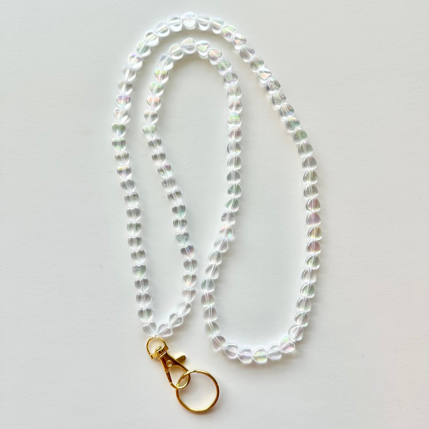 Beaded Lanyard - Iridescent Hearts or Stars