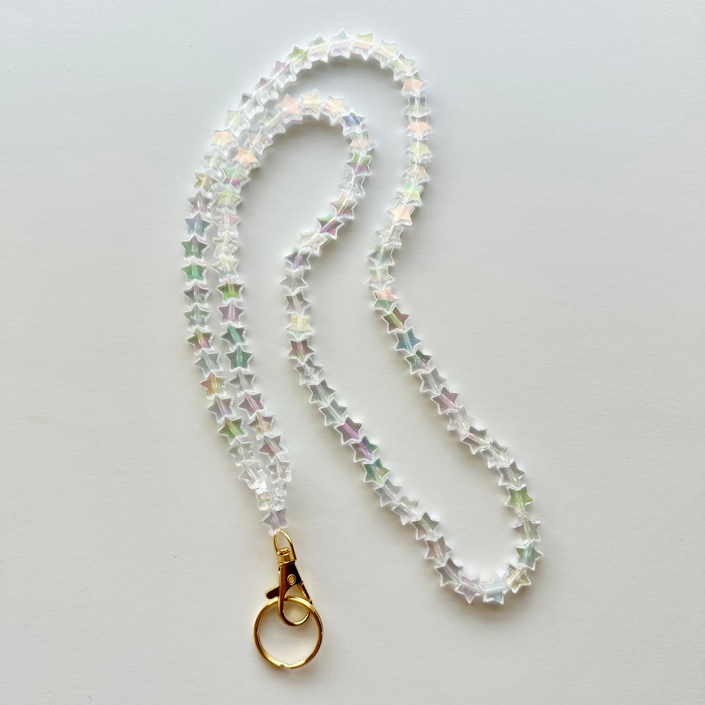 Beaded Lanyard - Iridescent Hearts or Stars