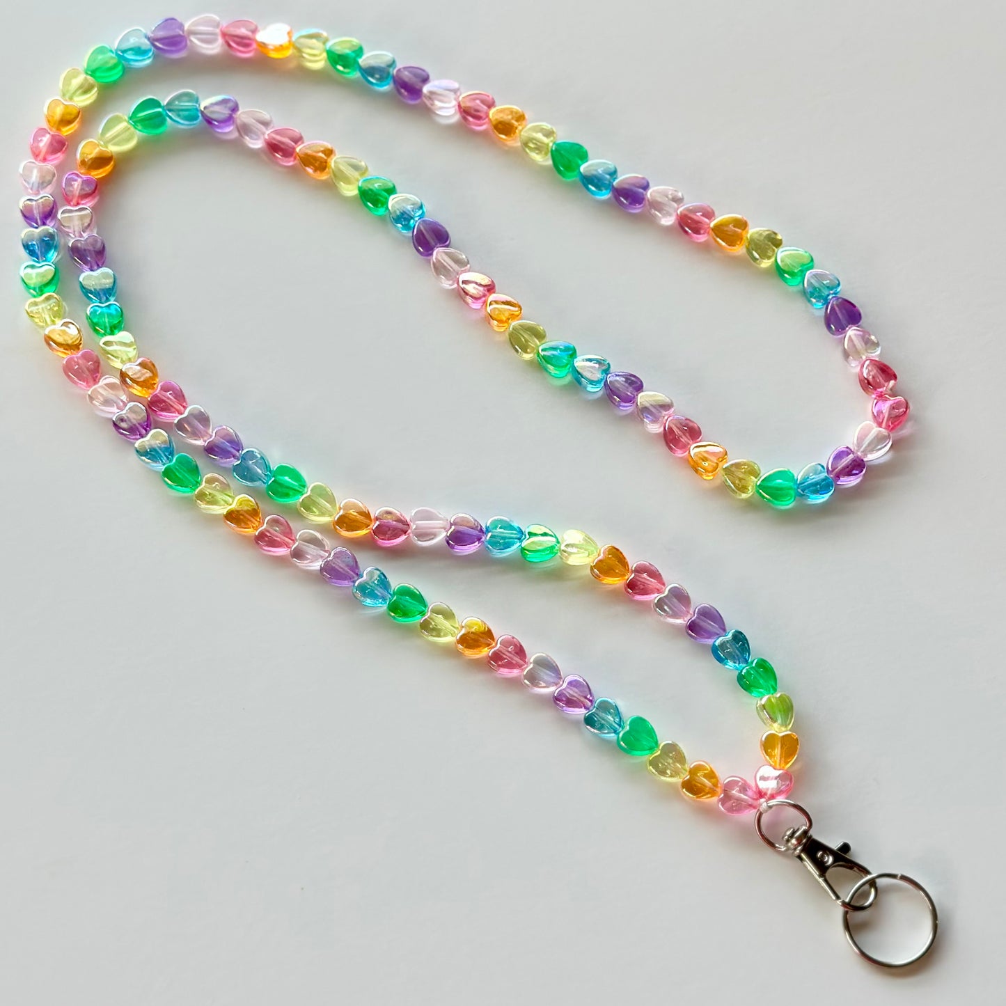 Rainbow Iridescent Hearts or Stars Lanyard