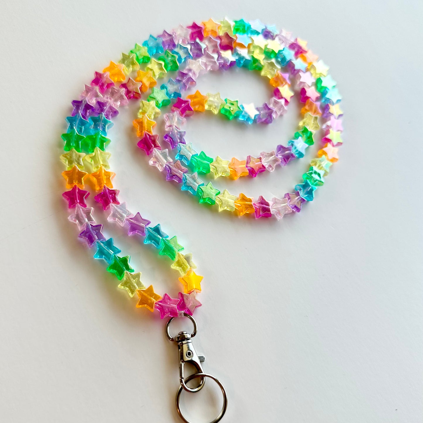 Rainbow Iridescent Hearts or Stars Lanyard