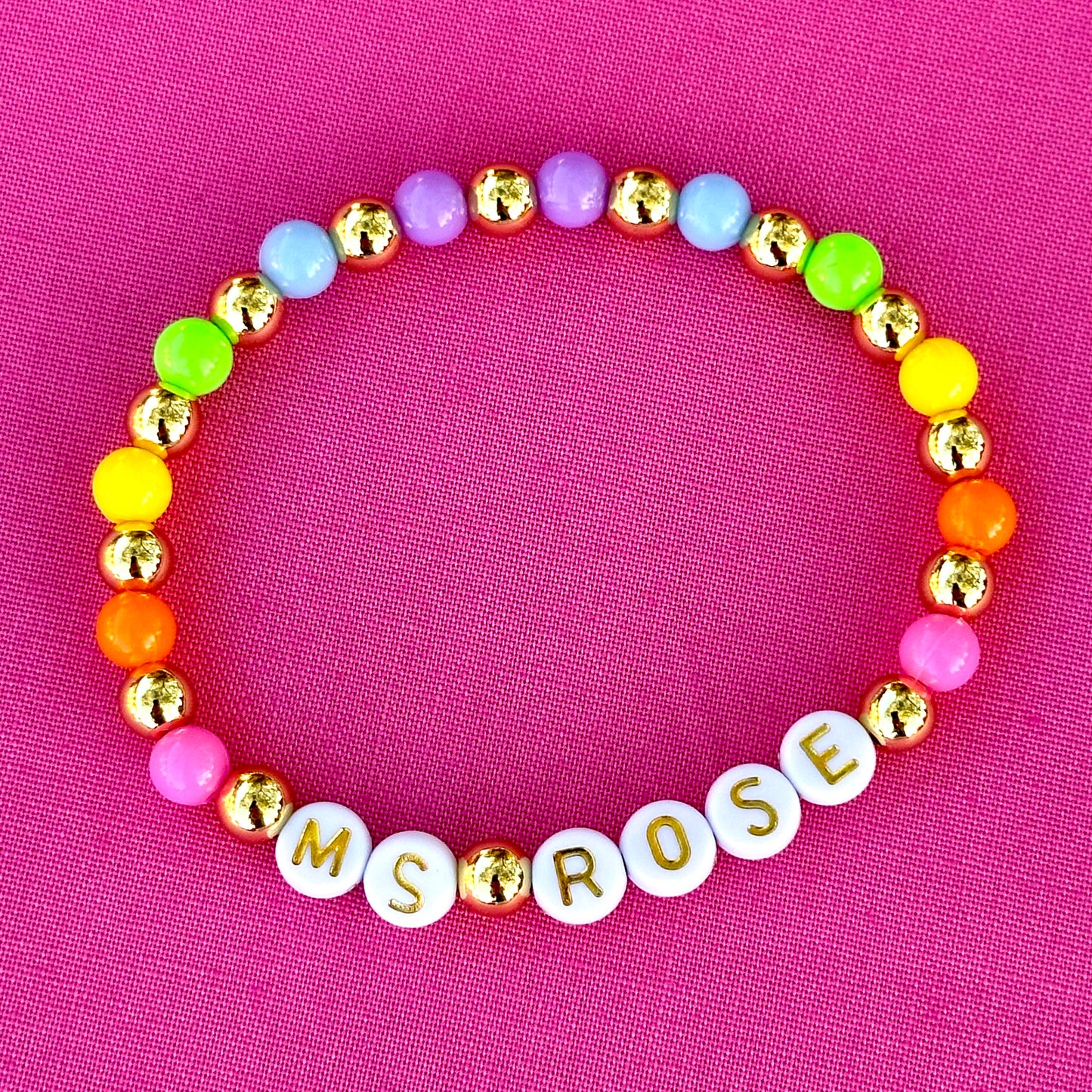 Rainbow Personalized Stacking Bracelet - 18k gold filled and acrylic beads