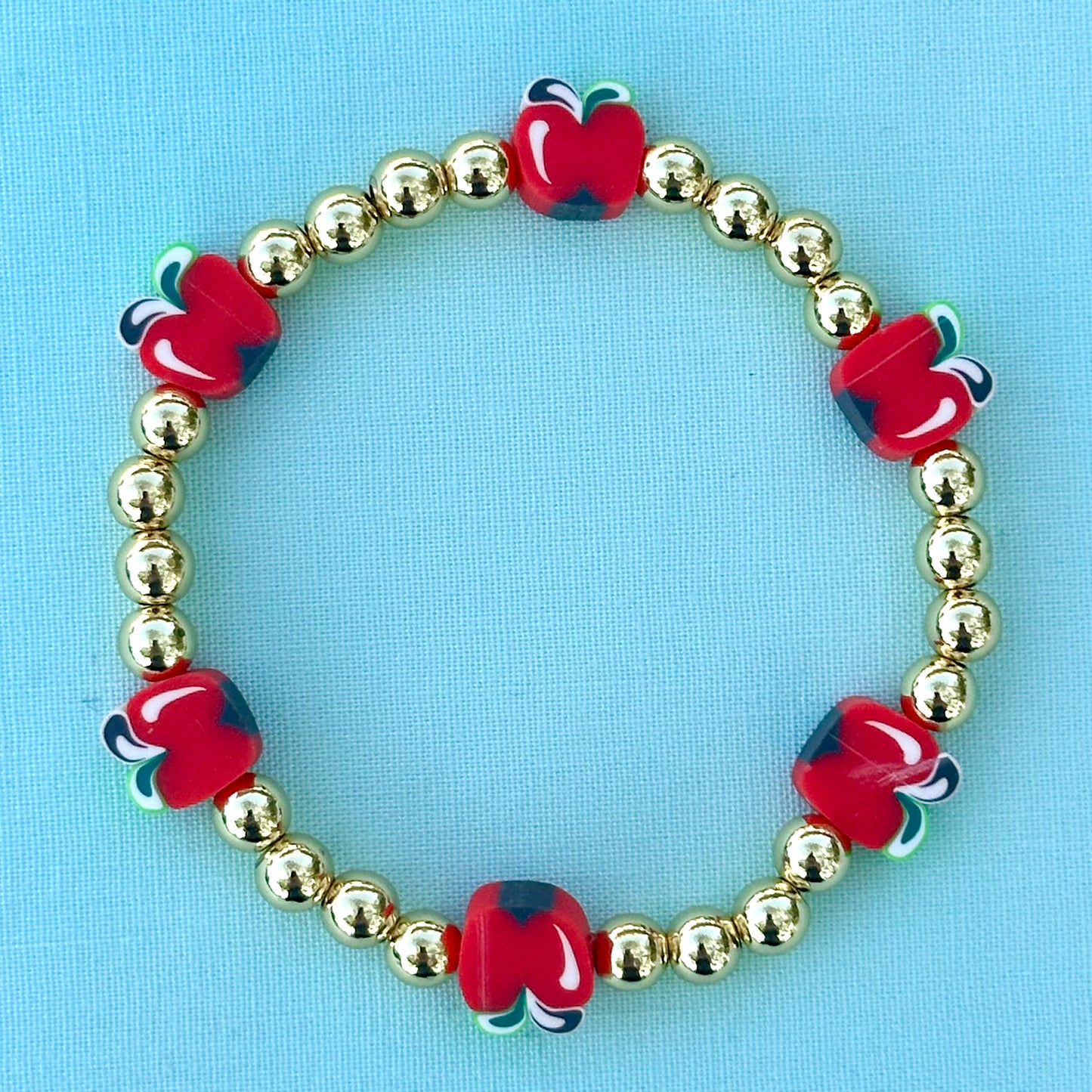 Apple Stacking Bracelet - 18k gold filled and clay beads