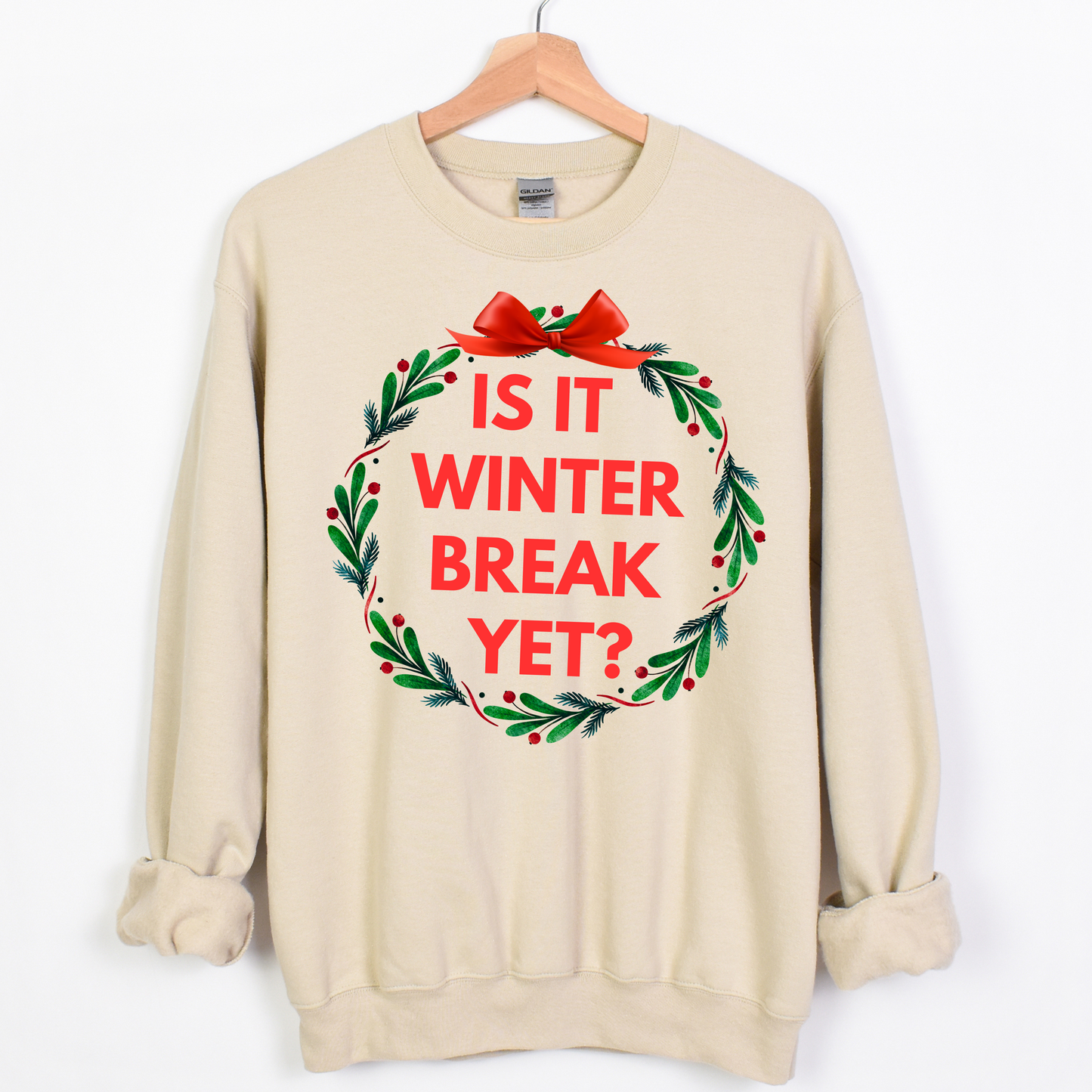 Is it winter break yet teacher crewneck sweatshirt