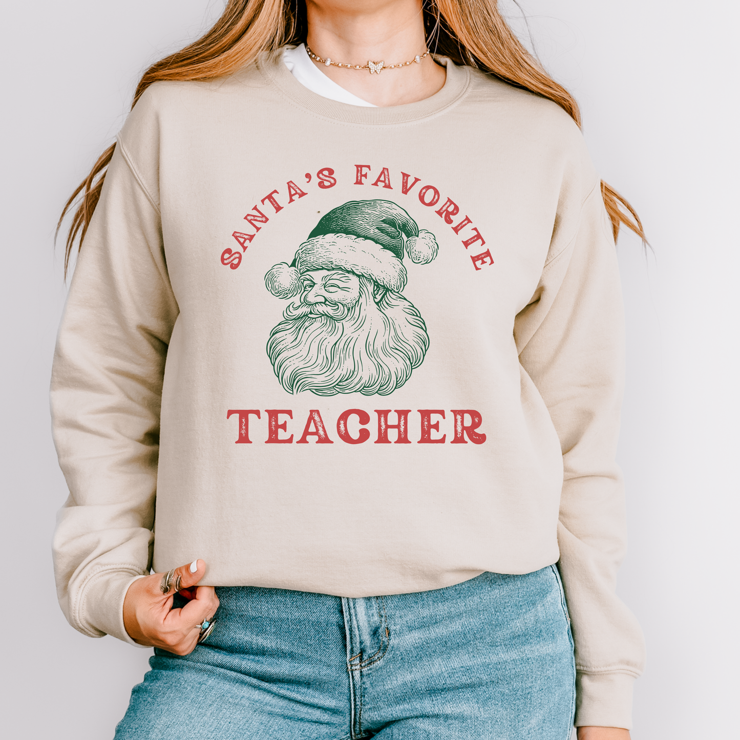 santas_favorite_teacher_crewneck_sweatshirt