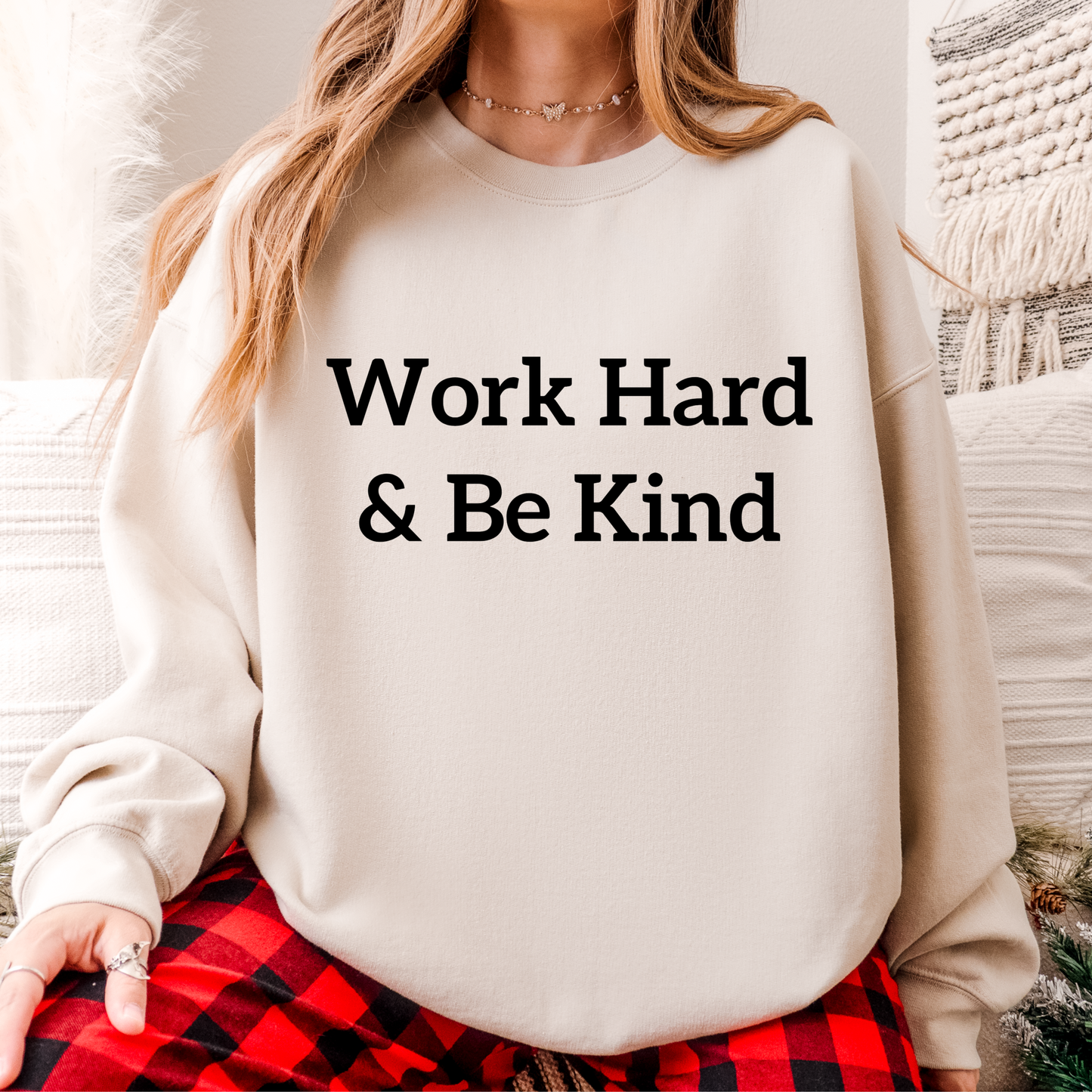 Work Hard & Be Kind Teacher Crewneck Sweatshirt
