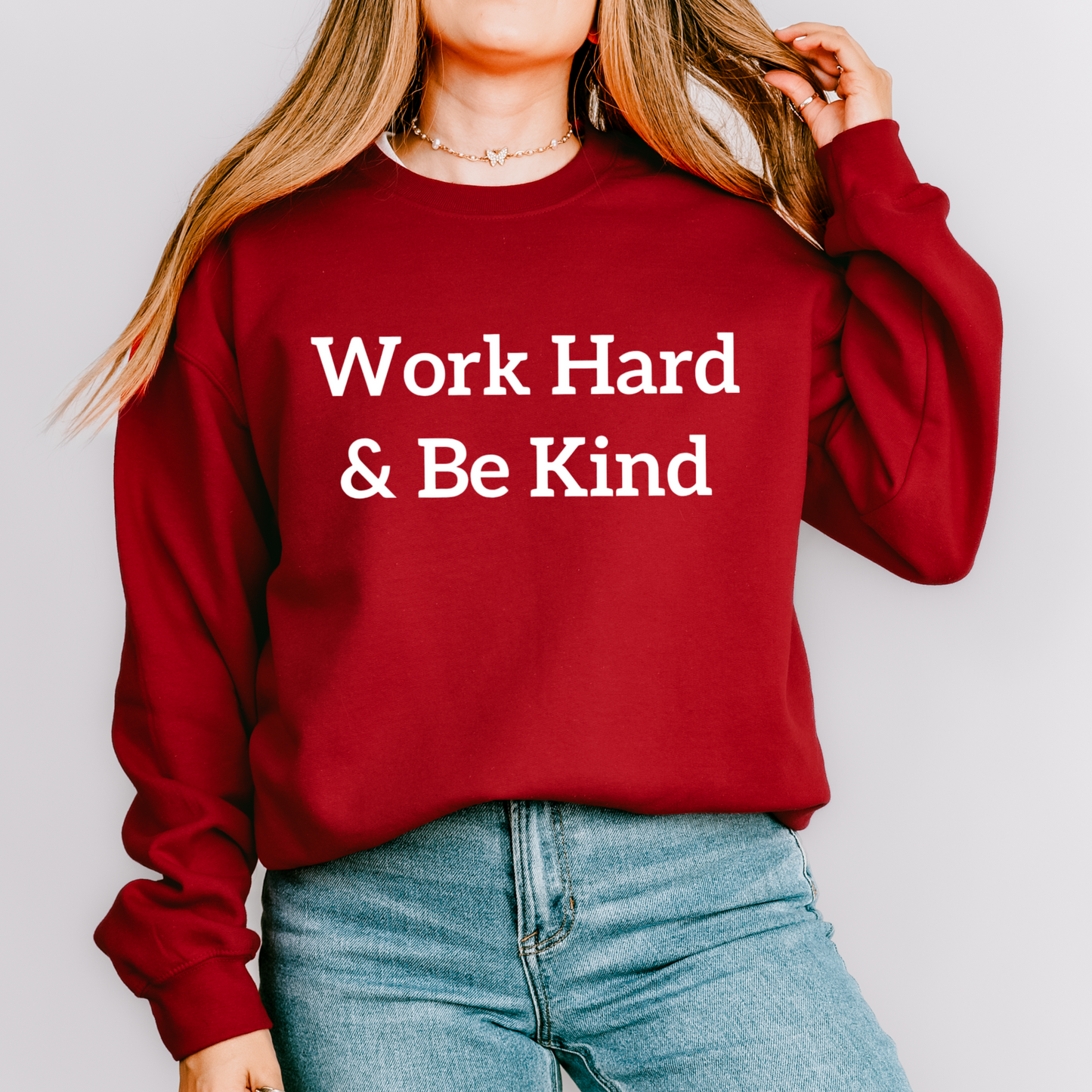 Work Hard & Be Kind Teacher Crewneck Sweatshirt
