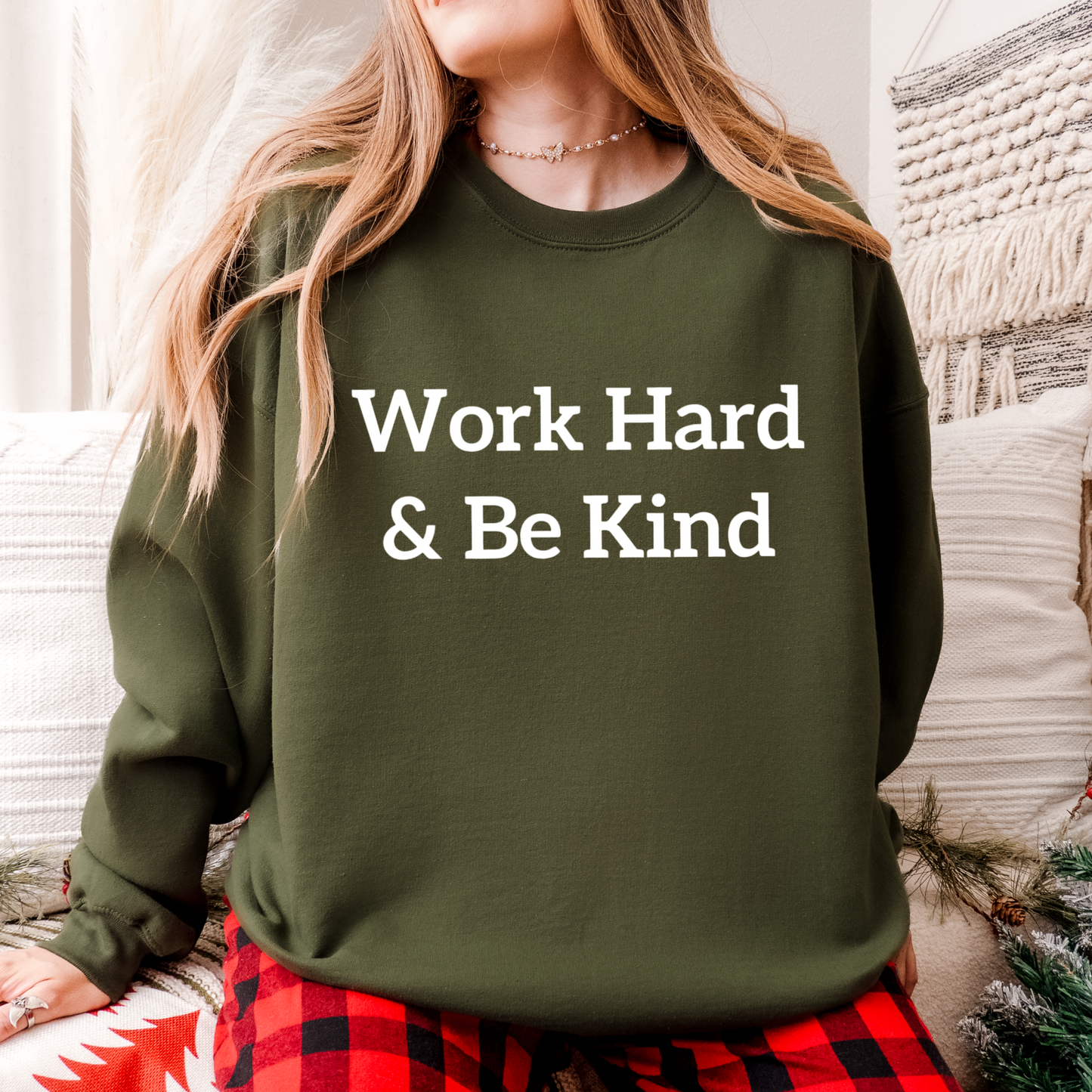 Work Hard & Be Kind Teacher Crewneck Sweatshirt