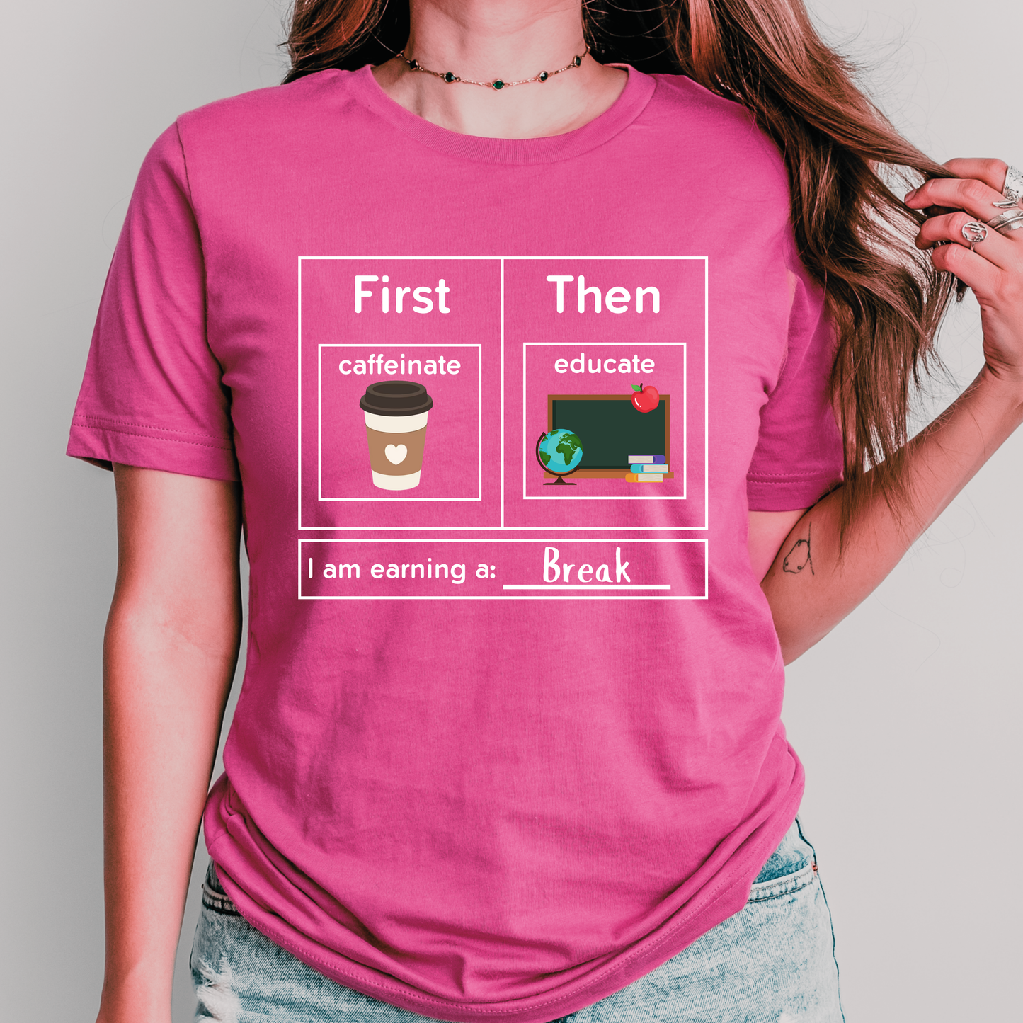 First Caffeinate Then Educate Teacher T-Shirt coffee