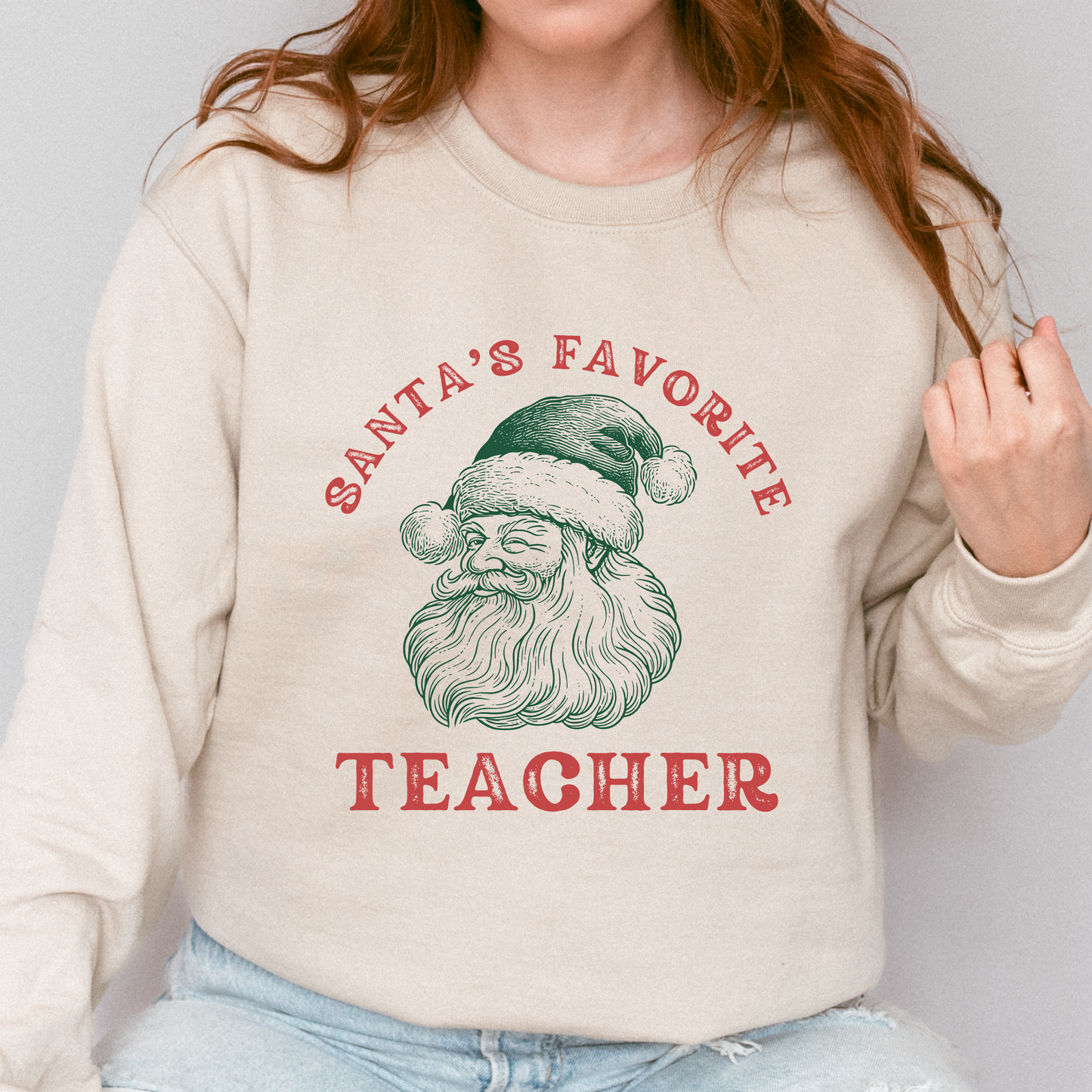Santa's Favorite Teacher Crewneck Sweatshirt