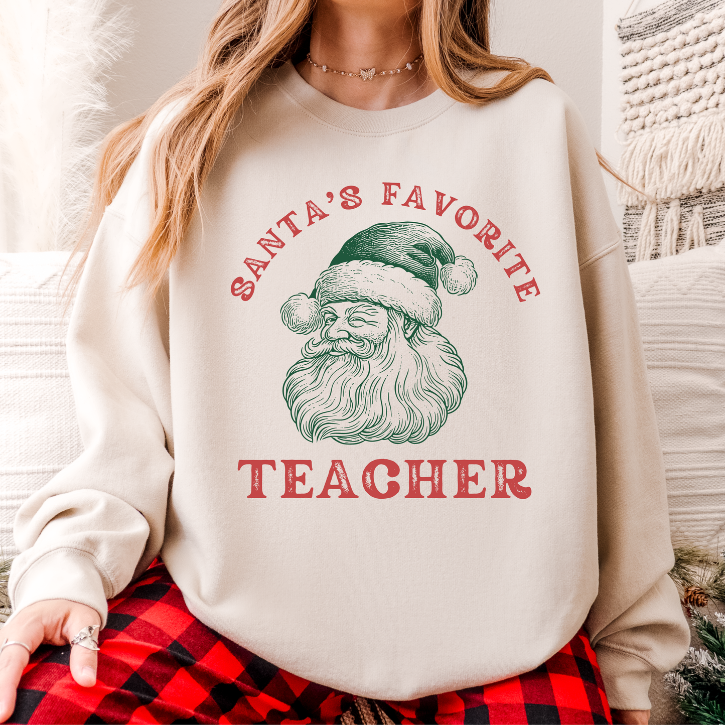 santas_favorite_teacher_crewneck_sweatshirt