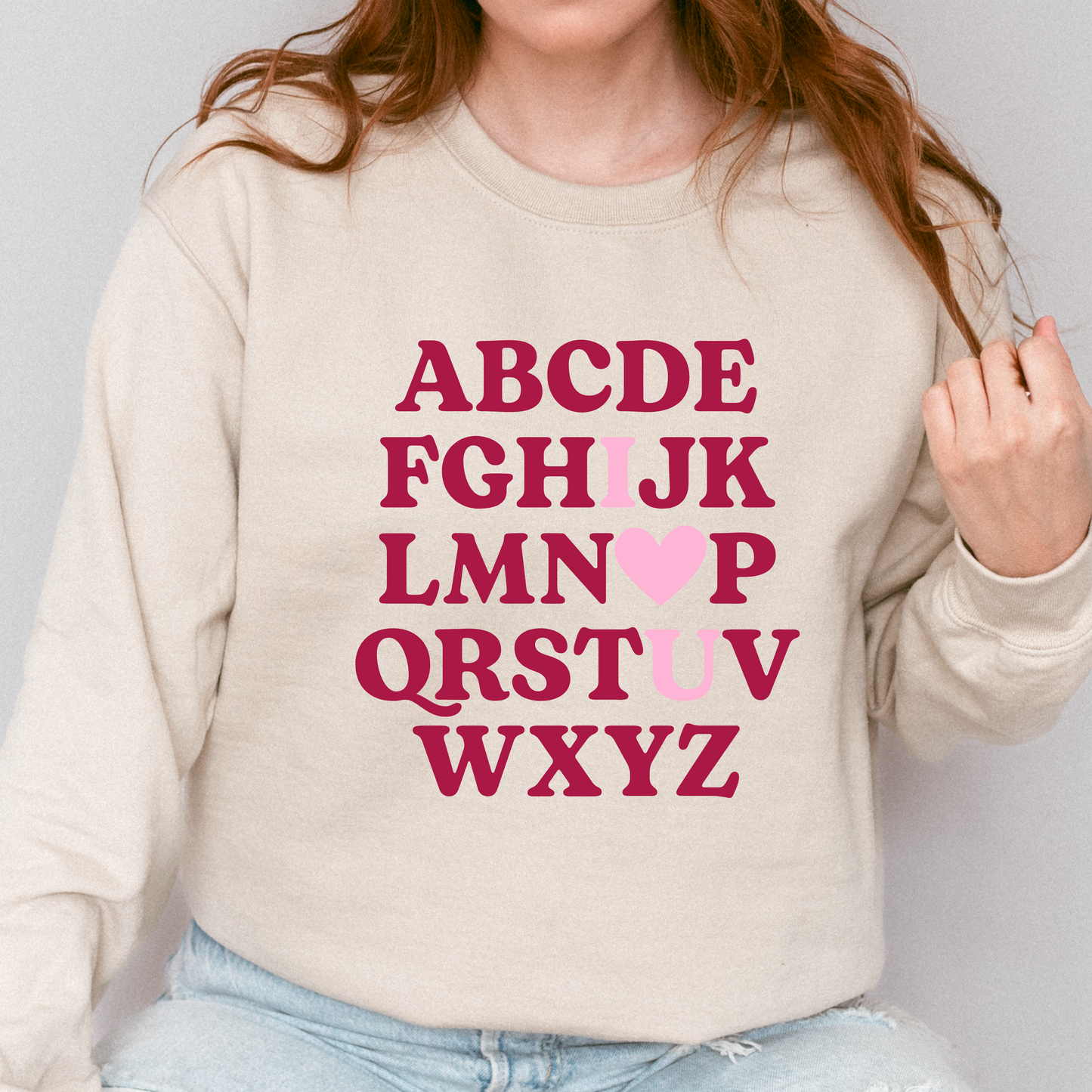 Alphabet I ❤️ You Teacher Valentine's Day Crewneck Sweatshirt