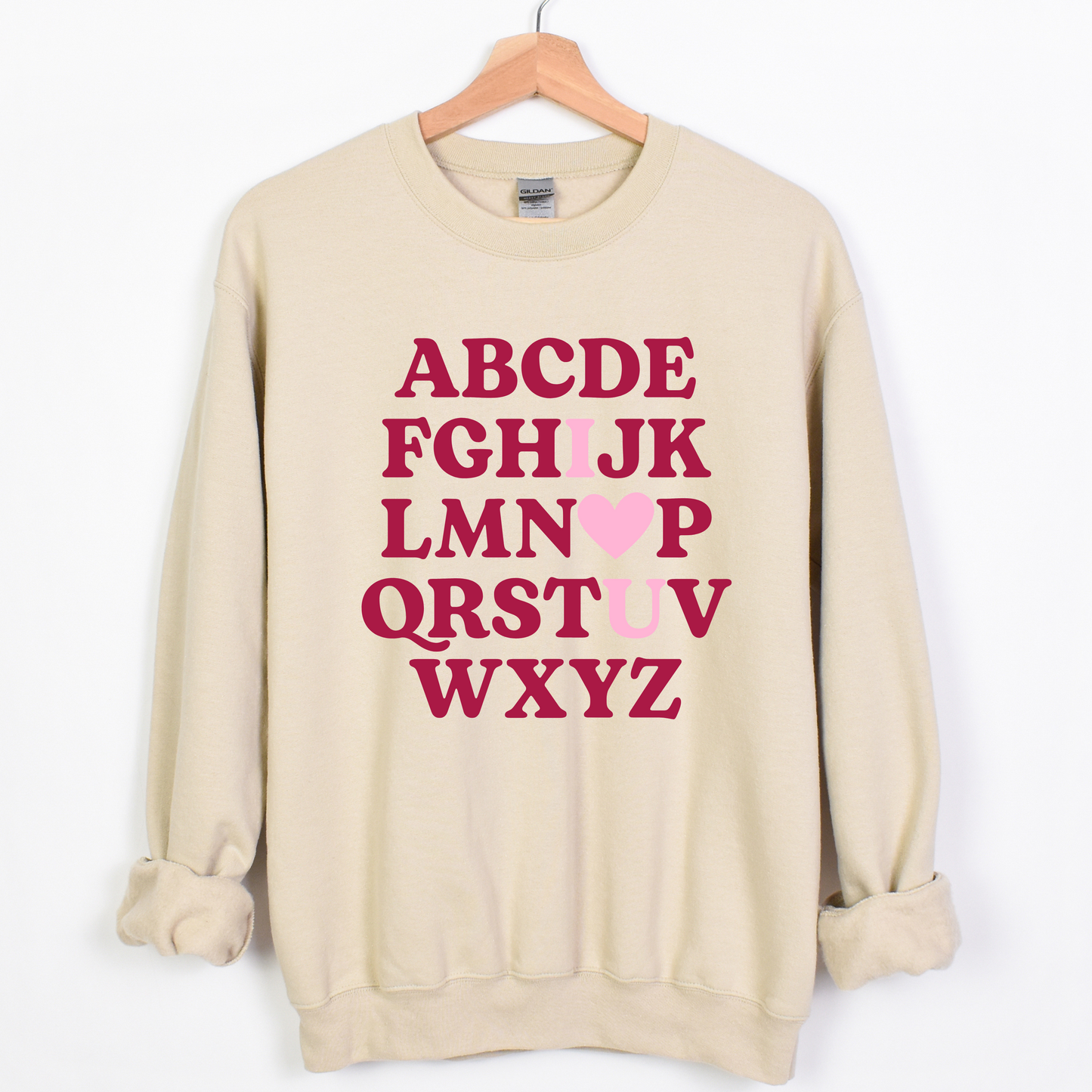 Alphabet I ❤️ You Teacher Valentine's Day Crewneck Sweatshirt