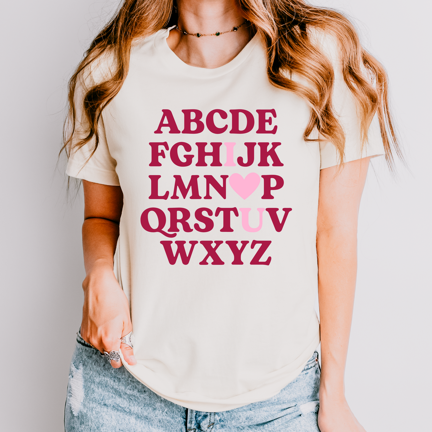 Alphabet I Love You Teacher Valentine's Day Shirt