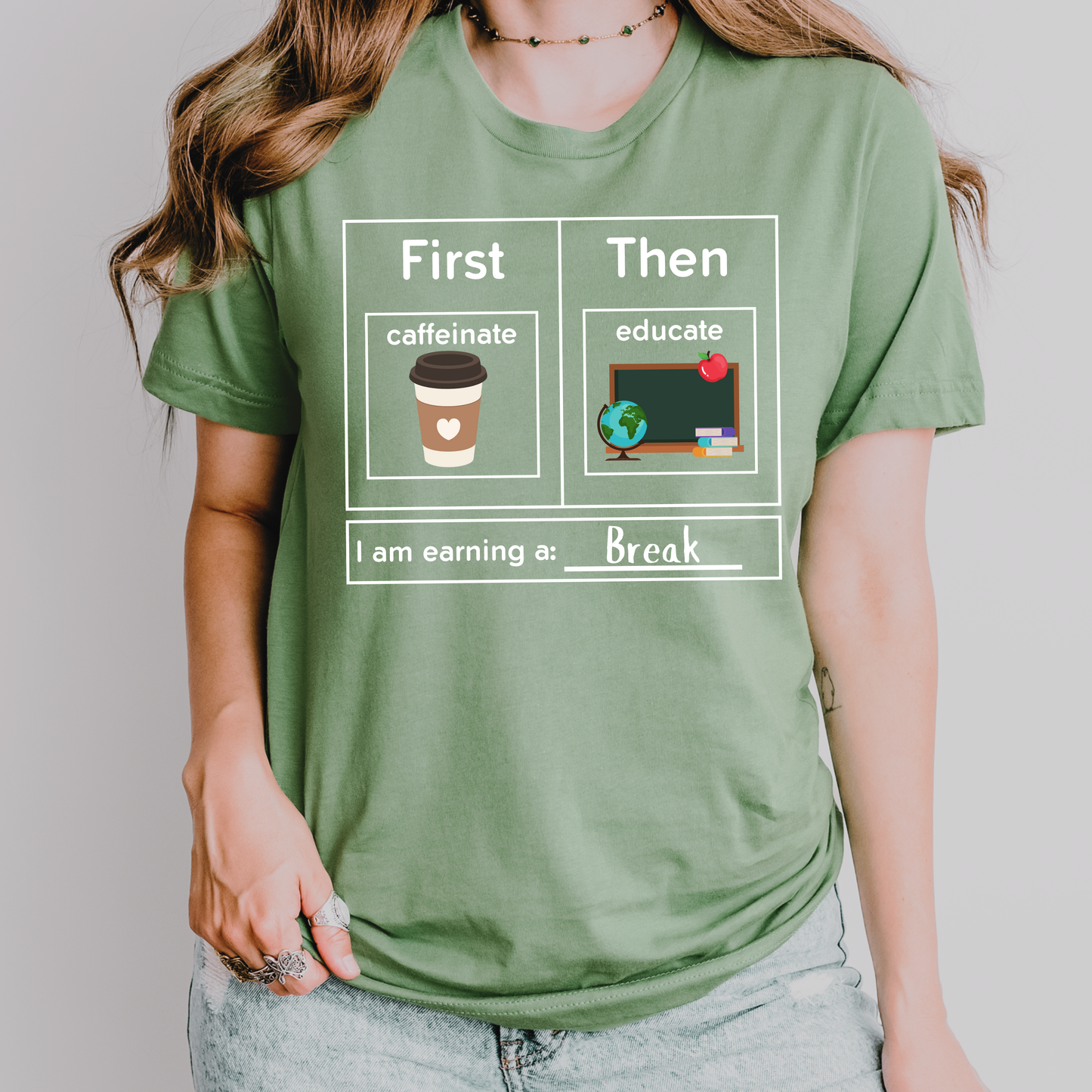 First Caffeinate Then Educate Teacher T-Shirt coffee