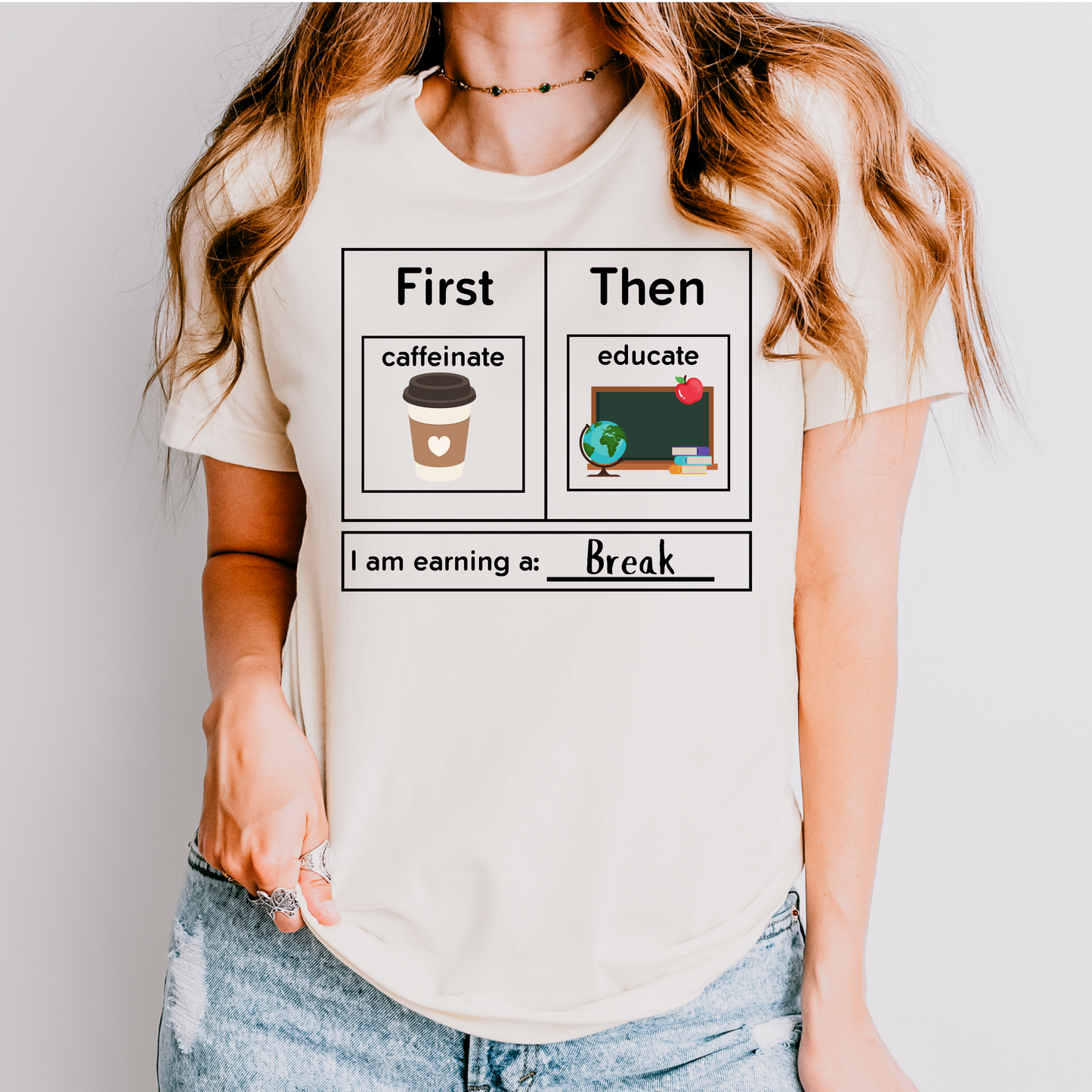 First Caffeinate Then Educate Teacher T-Shirt coffee