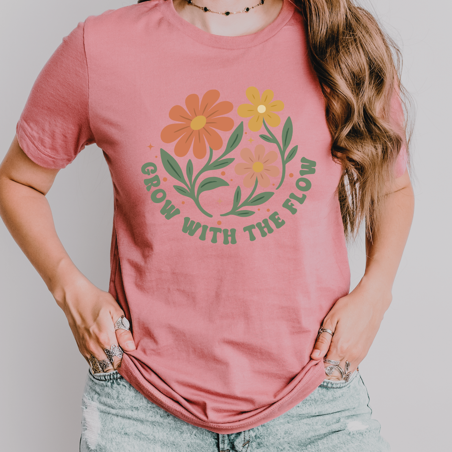 Grow With the Flow Shirt | Retro Floral Teacher Tee | Boho Teacher Shirt