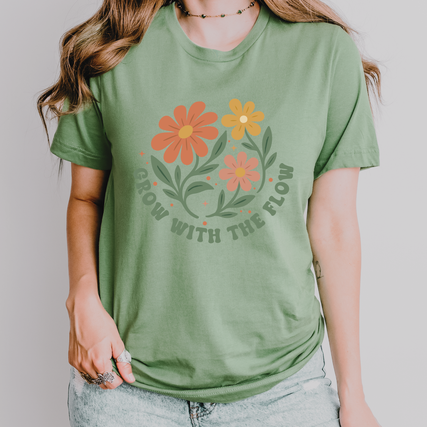 Grow With the Flow Shirt | Retro Floral Teacher Tee | Boho Teacher Shirt