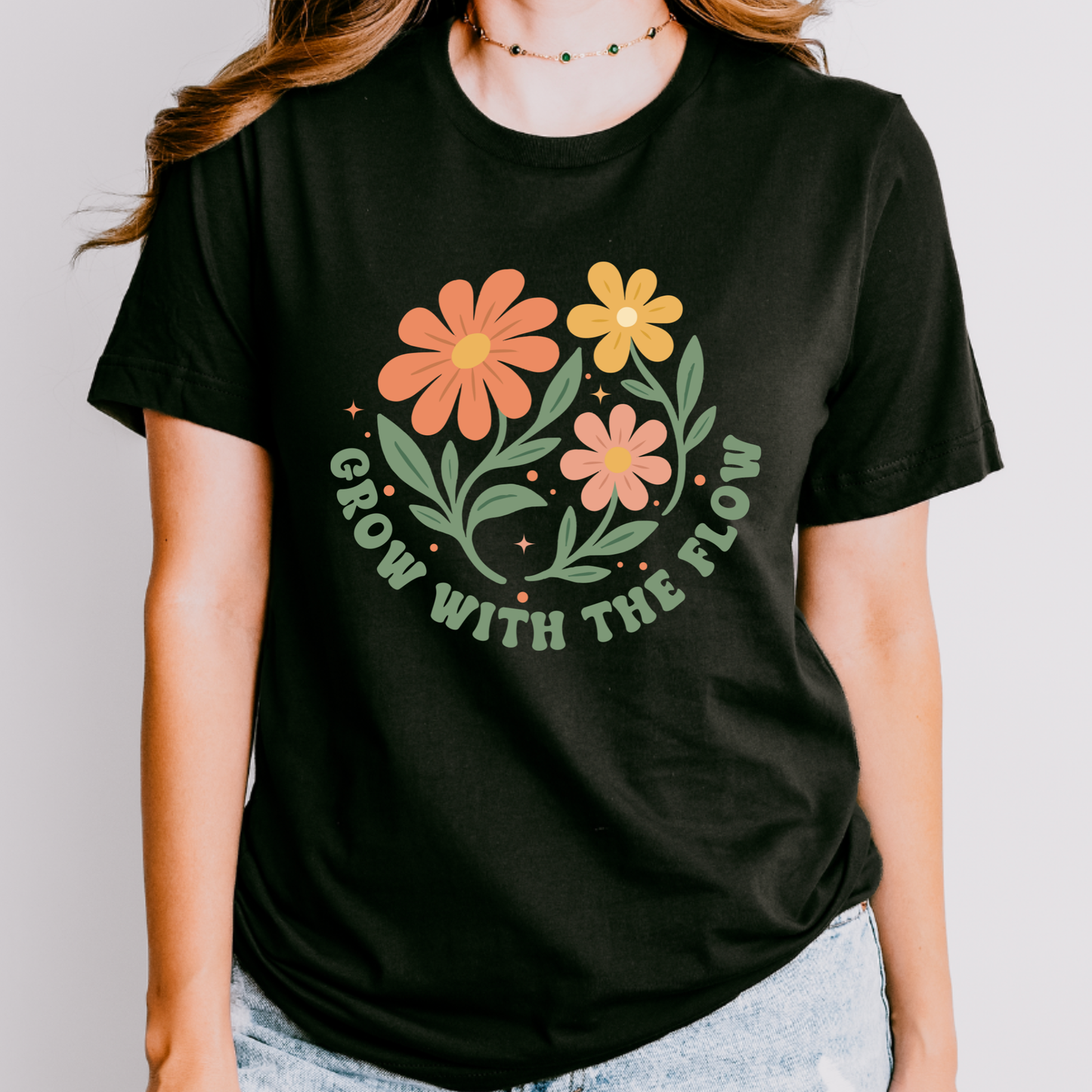 Grow With the Flow Shirt | Retro Floral Teacher Tee | Boho Teacher Shirt