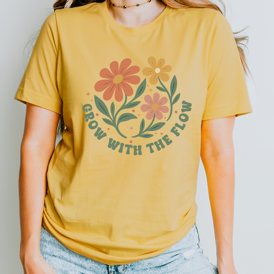 Grow With the Flow Shirt | Retro Floral Teacher Tee | Boho Teacher Shirt
