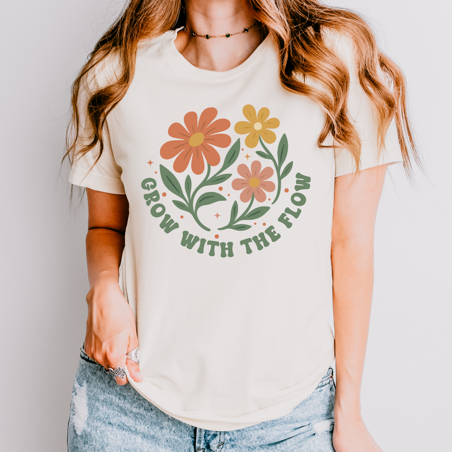 Grow With the Flow Shirt | Retro Floral Teacher Tee | Boho Teacher Shirt