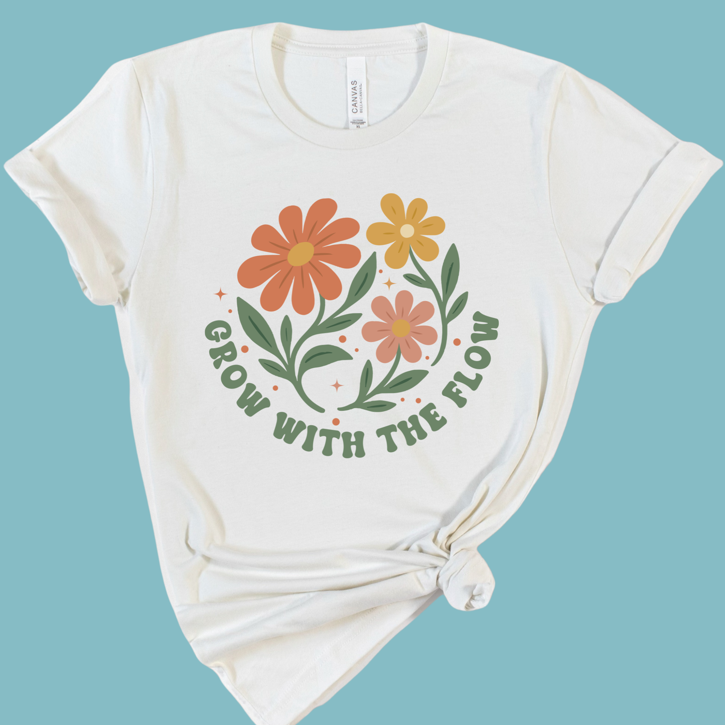 Grow With the Flow Shirt | Retro Floral Teacher Tee | Boho Teacher Shirt