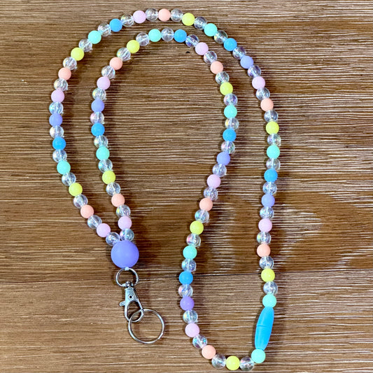 Beaded Lanyard - Rainbow and iridescent beads