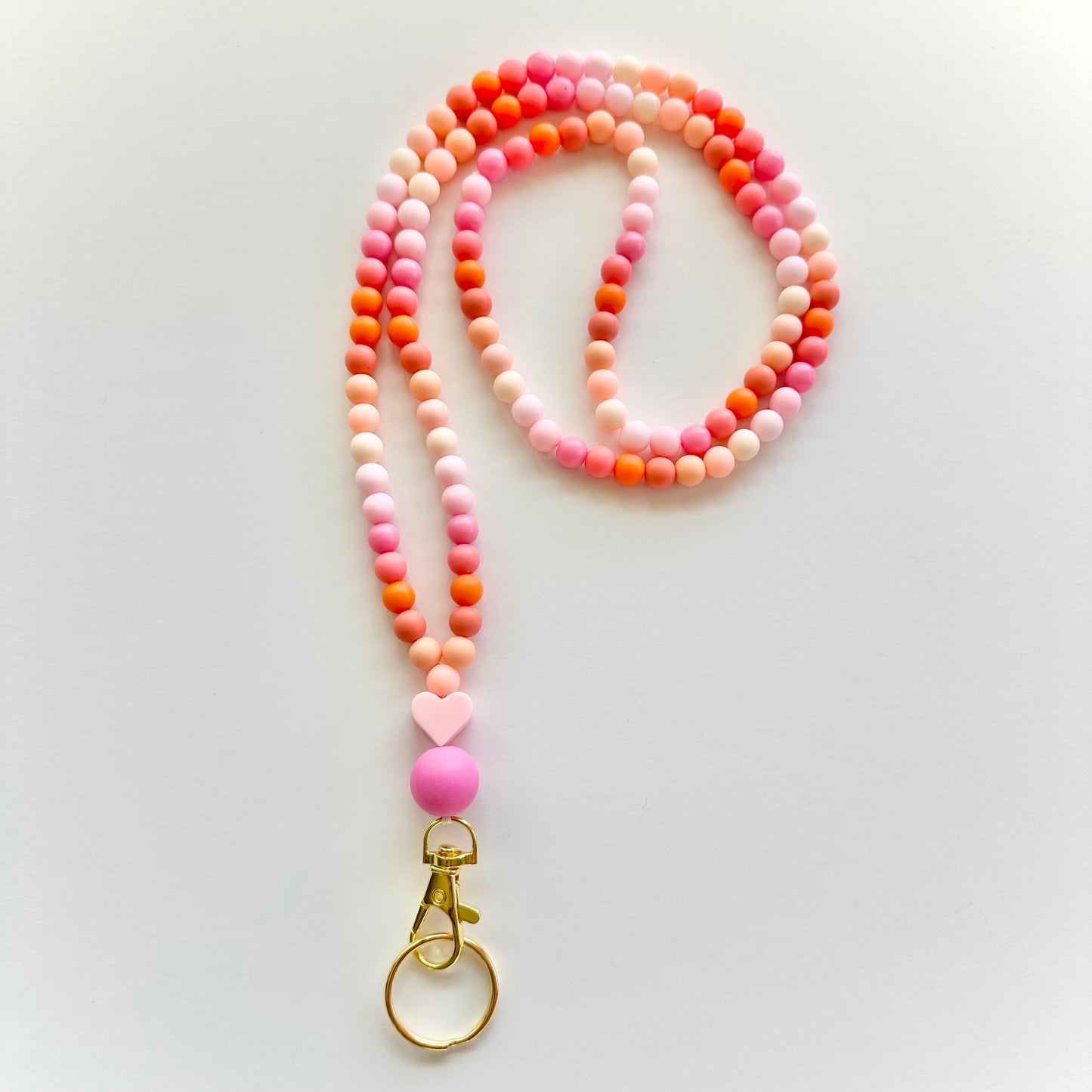 Beaded Lanyard - Pink & Orange Gradient