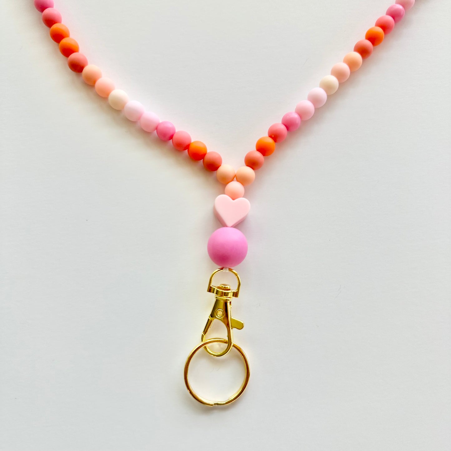 Beaded Lanyard - Pink & Orange Gradient