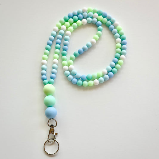 Beaded Lanyard - Blue & Green Gradient