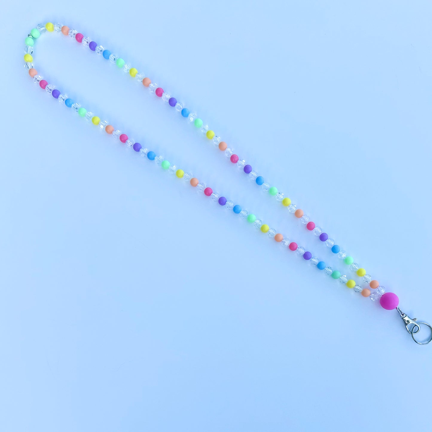 Bright Rainbow and Sparkle Beaded Lanyard