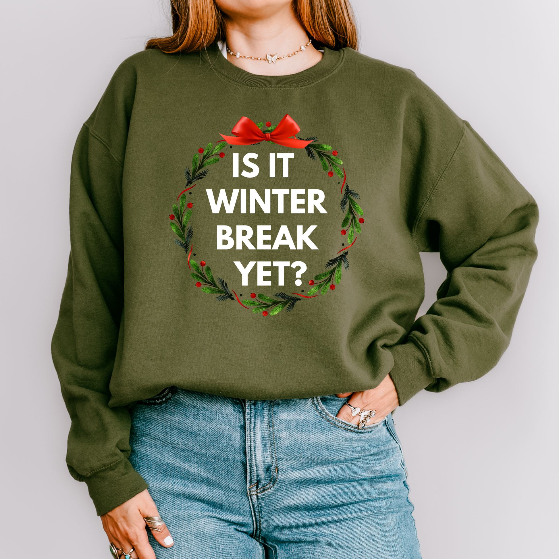 Is it winter break yet teacher crewneck sweatshirt 