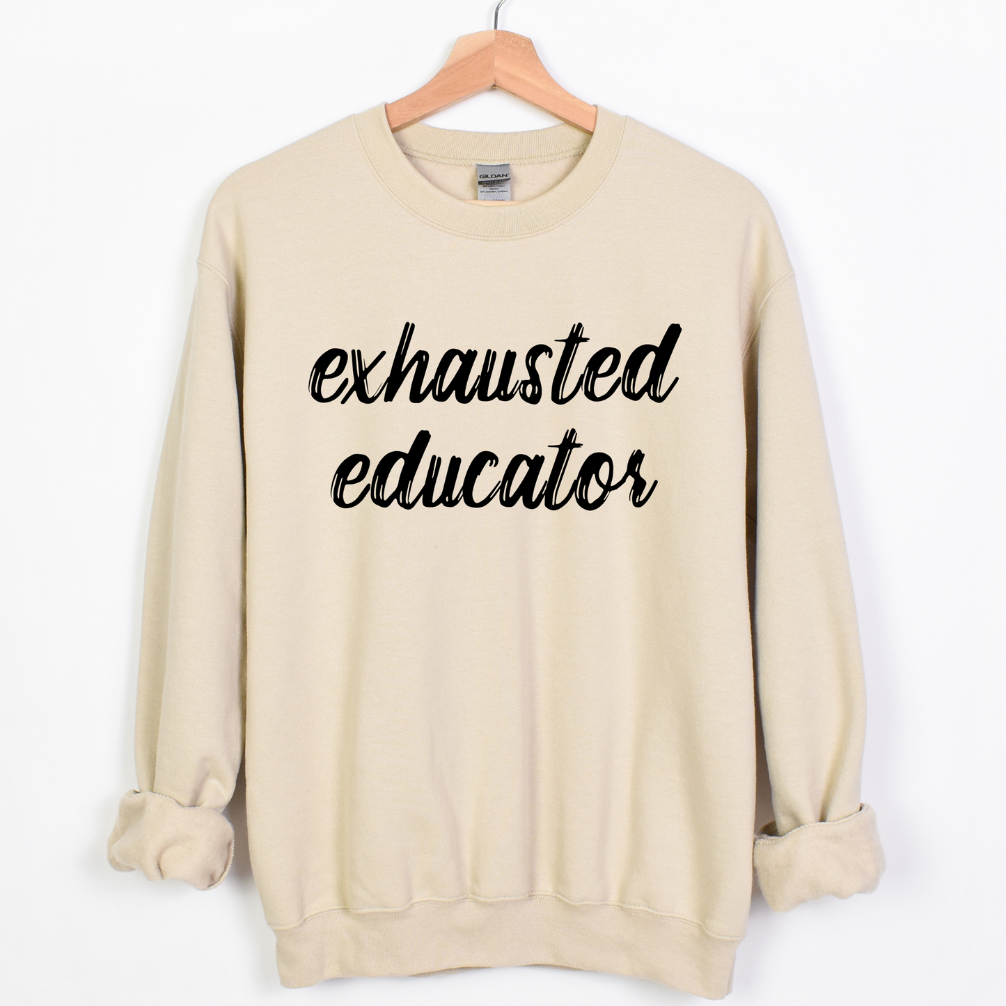 Exhausted Educator Teacher Crewneck Sweatshirt