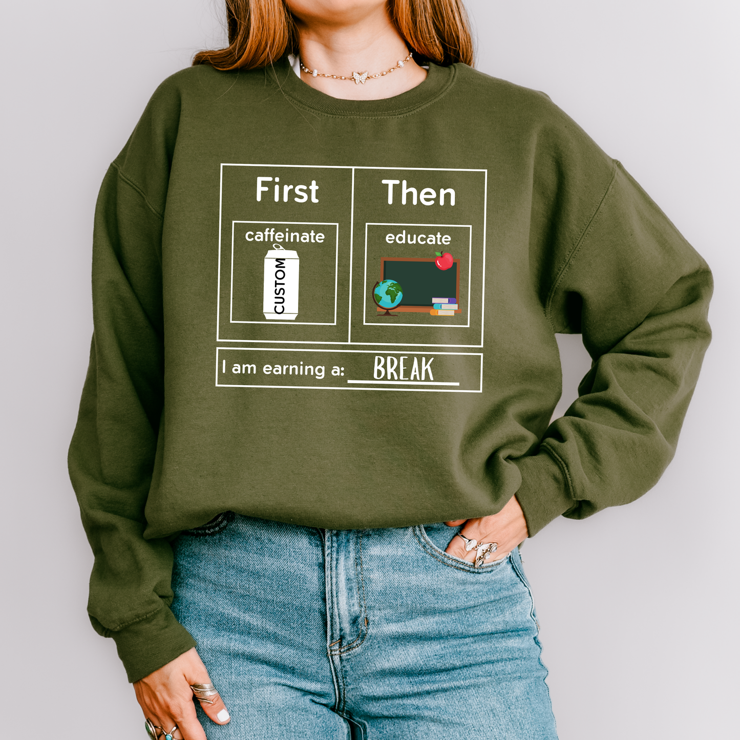 first caffeinate then educate sped teacher crewneck teacher sweatshirt