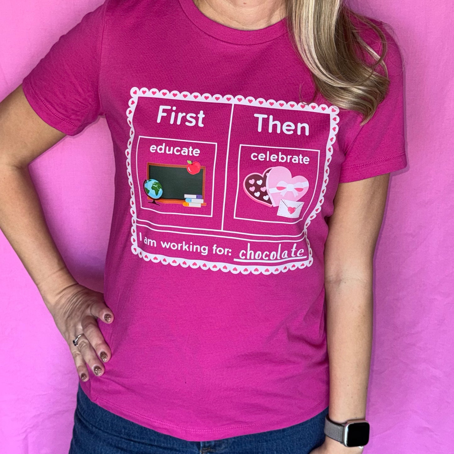 first educate then celebrate valentines day teacher shirt 