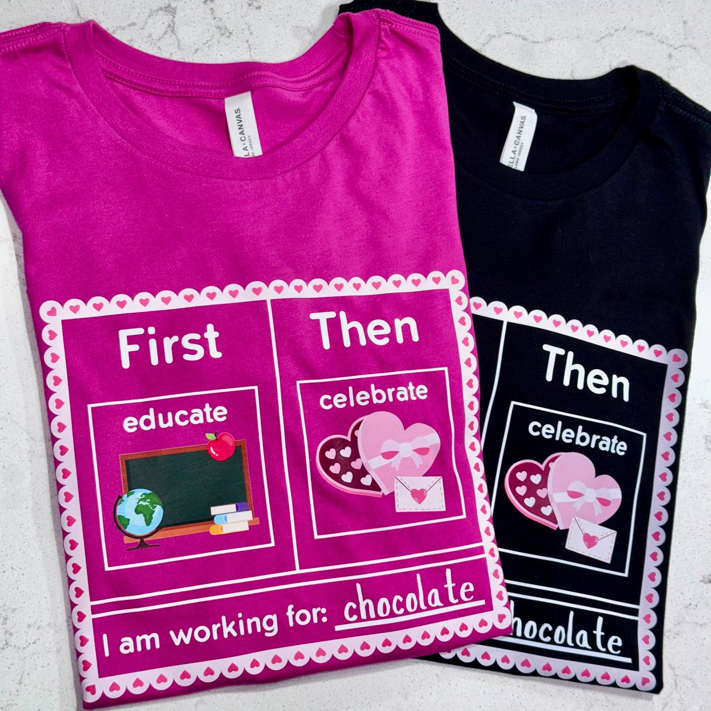 first educate then celebrate valentines day teacher shirt 
