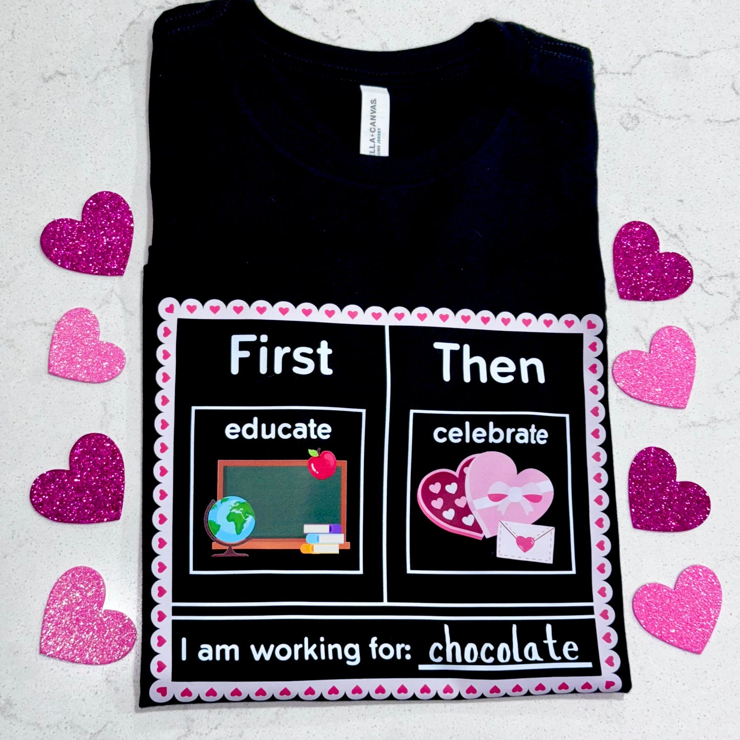 first educate then celebrate valentines day teacher shirt 