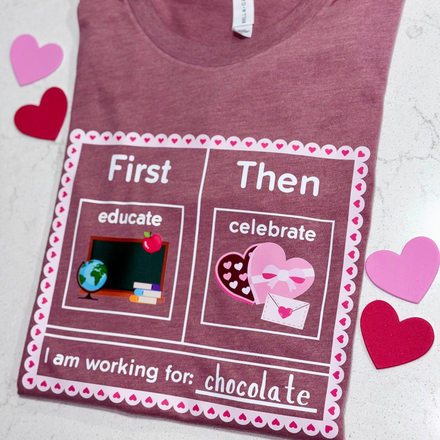 first educate then celebrate valentines day teacher shirt 