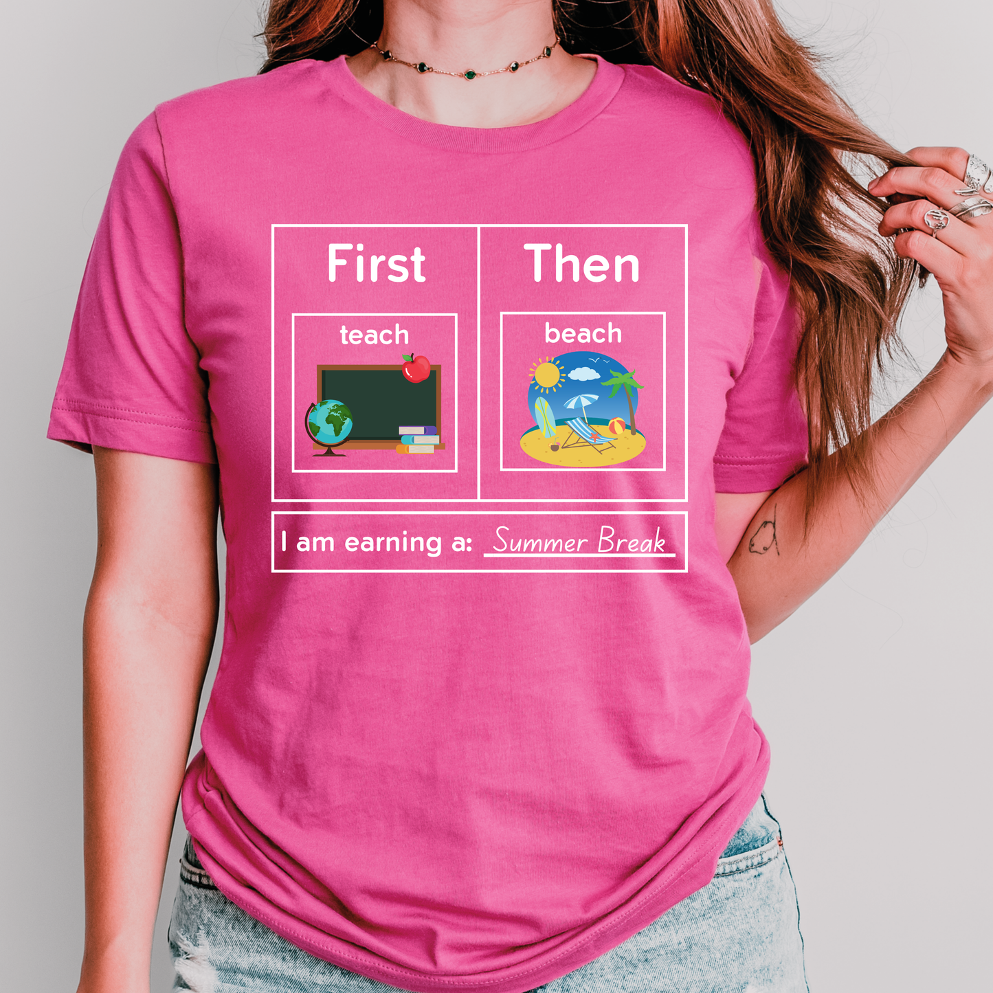 First Teach Then Beach Teacher T-shirt