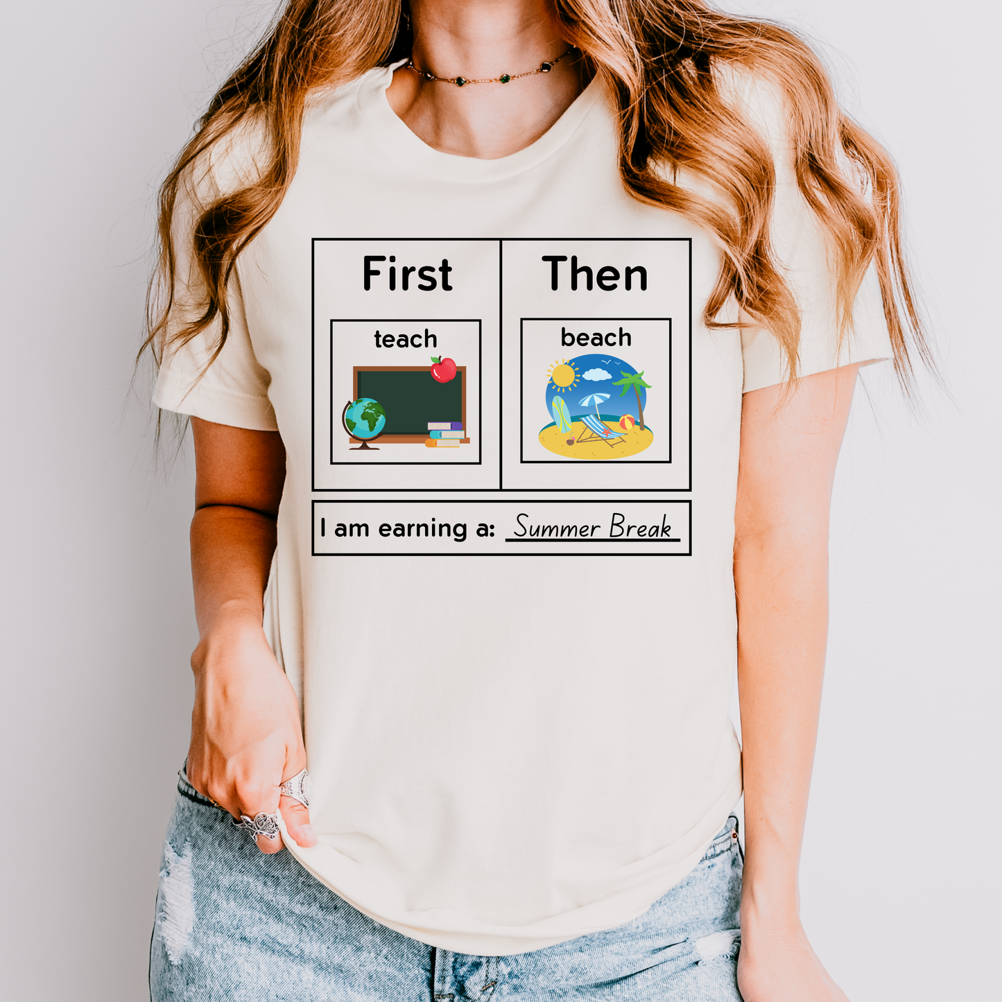 First Teach Then Beach Teacher T-shirt