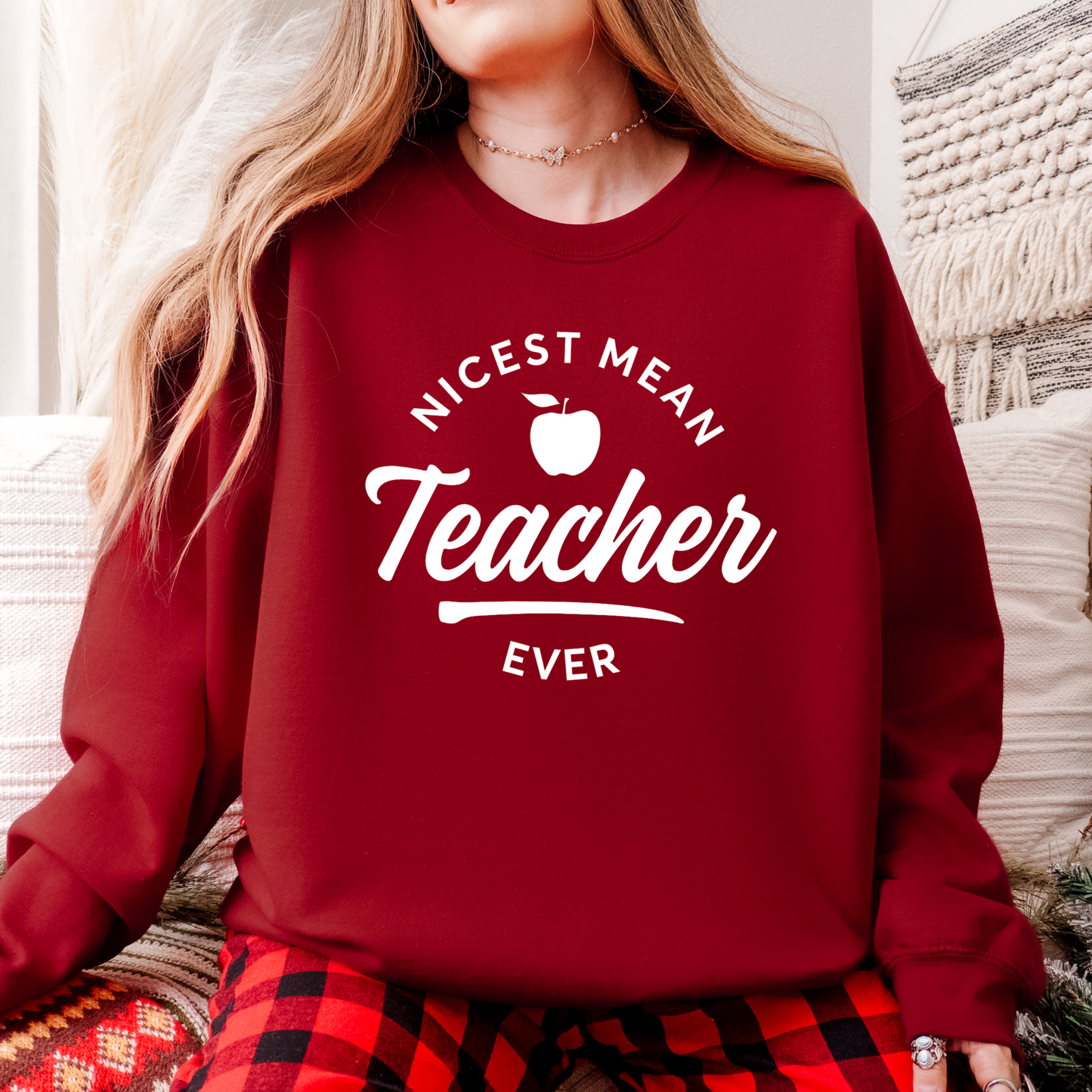 Nicest Mean Teacher Crewneck Sweatshirt