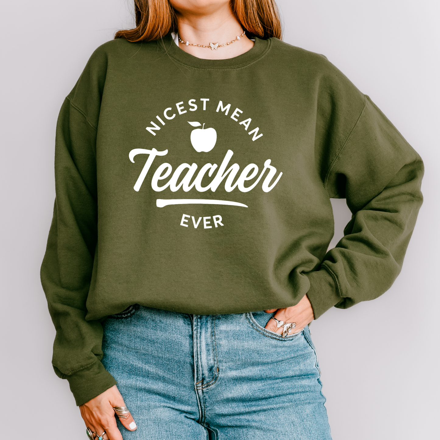 Nicest Mean Teacher Crewneck Sweatshirt