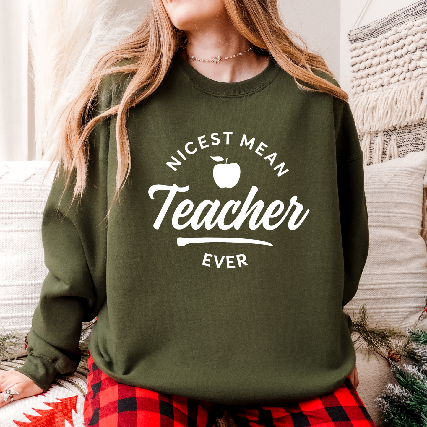 Nicest Mean Teacher Crewneck Sweatshirt