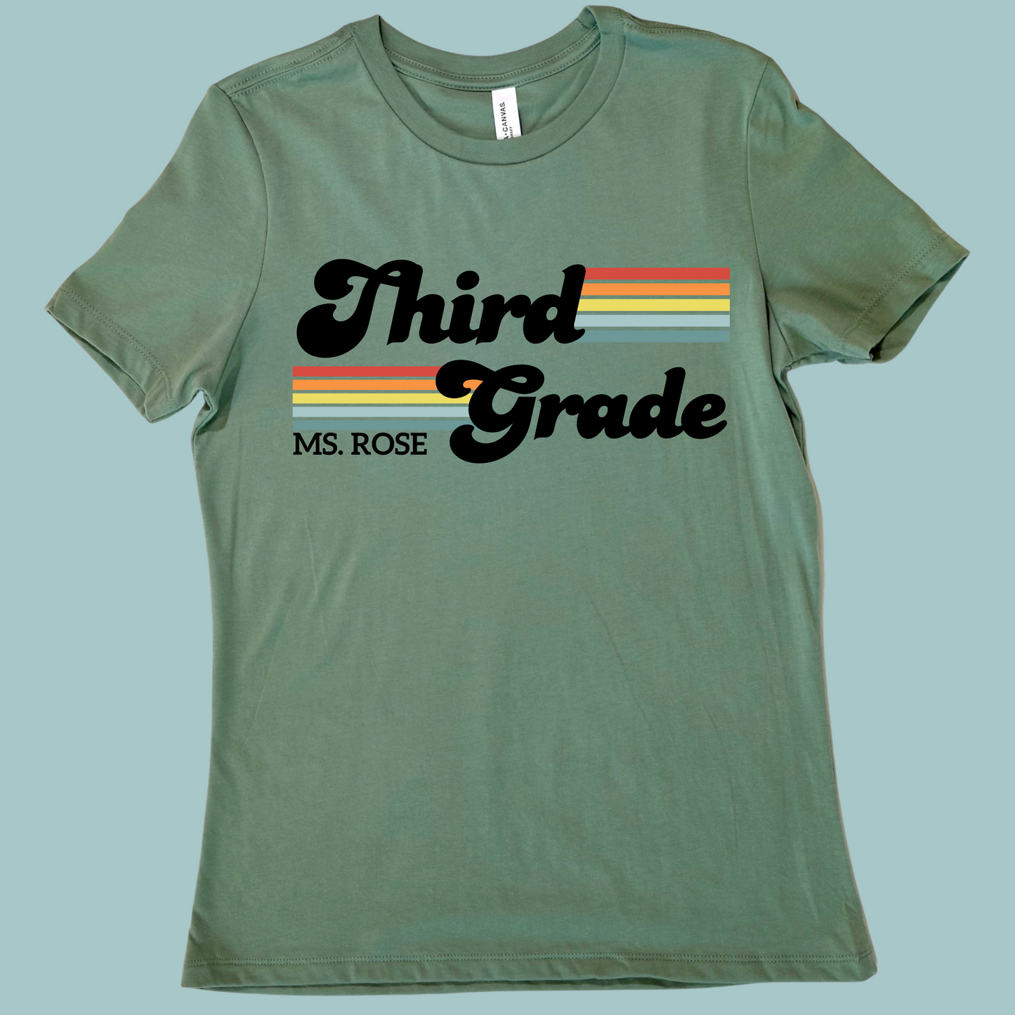 Personalized Grade And Name Retro Teacher T-Shirt