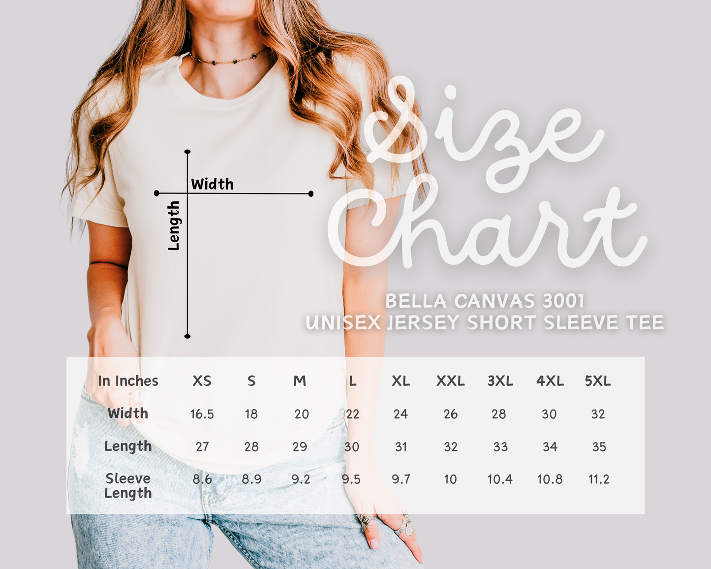 teacher shirt size chart