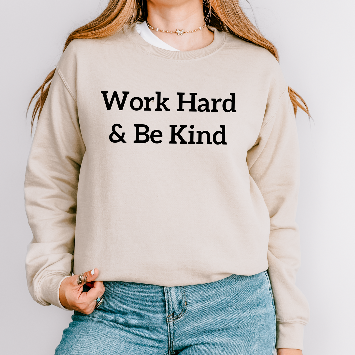 Work Hard & Be Kind Teacher Crewneck Sweatshirt